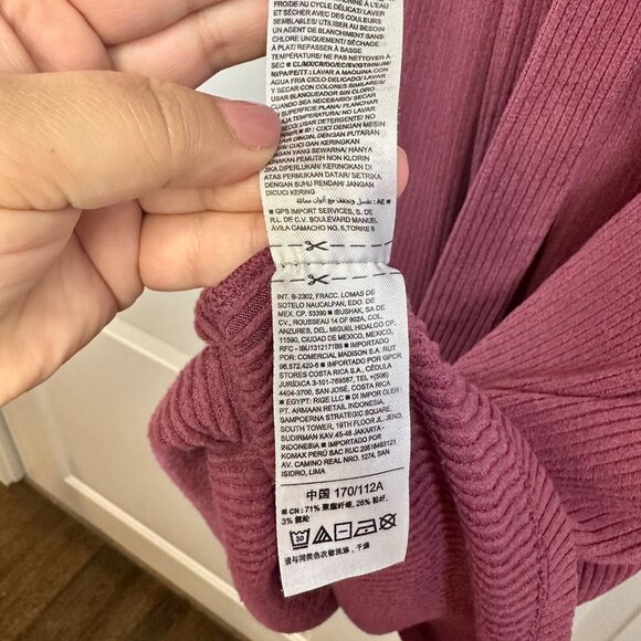 Burgundy Ribbed Knit V-Neck Short Sleeves Tie Waist Midi Dress XL - Picture 11 of 11